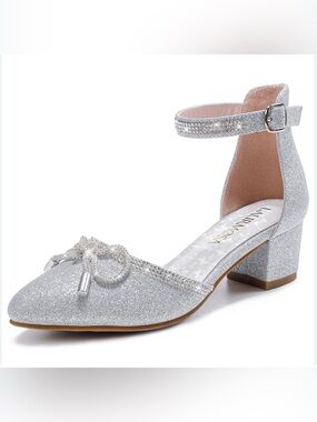 Laurmosa Girl’s Closed Toe Glitter Low Heel Shoes Size 5MT NEW